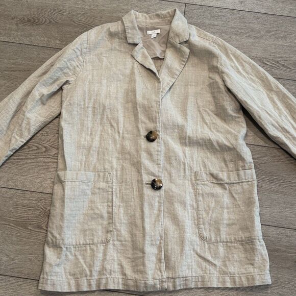 J Jill Blazer Womans Medium Linen Cotton Jacket Lightweight Relaxed Boyfriend - Picture 1 of 8
